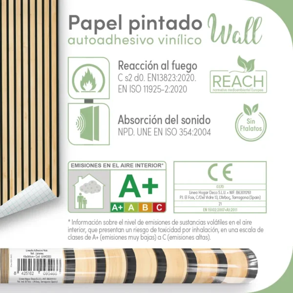 Papel pintado vinílico Listones - lineahogar - Lineafix Adhesive Wall - imagen producto