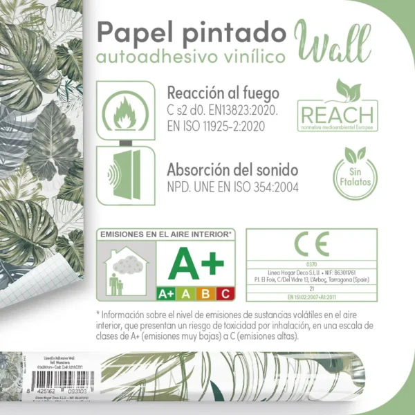 Papel pintado vinílico Monstera - lineahogar - Lineafix Adhesive Wall - imagen producto